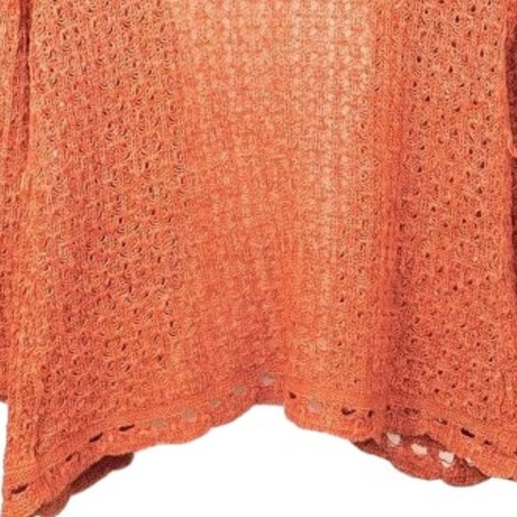 Decree Loose Salmon Crochet Knit Open Front Cardigan - Picture 4 of 8